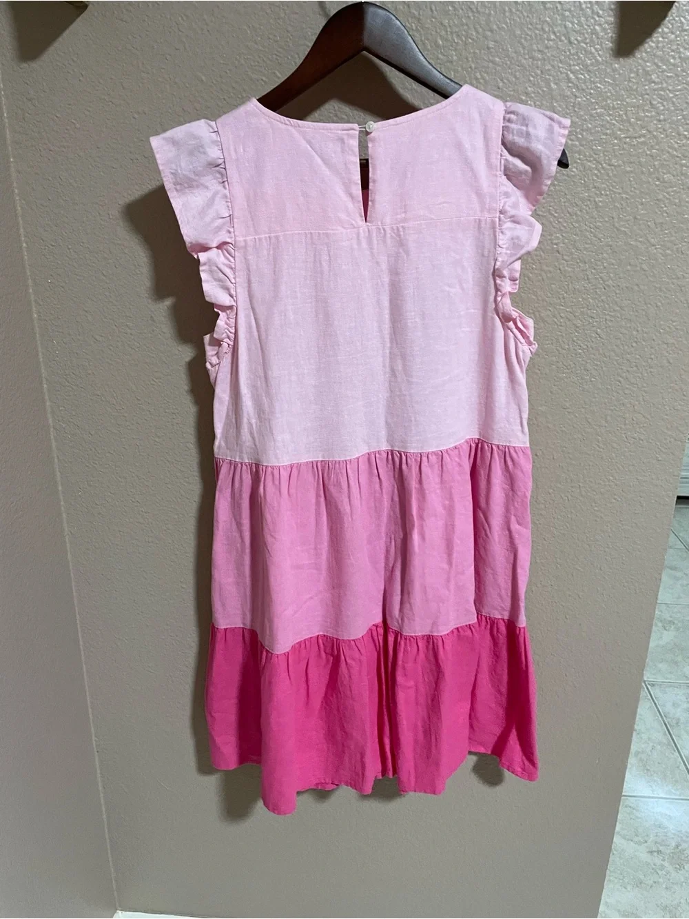 J. Crew Women’s Linen Blend Pink Ombre Tiered Ruffle Dress